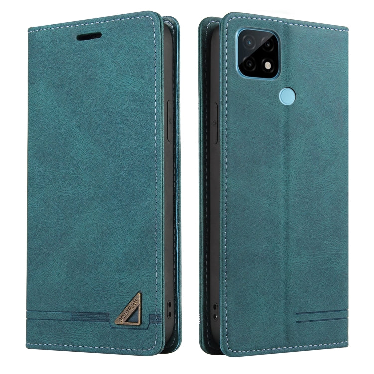 For OPPO Realme C21 Skin Feel Anti-theft Brush Horizontal Flip Leather Case with Holder & Card Slots & Wallet