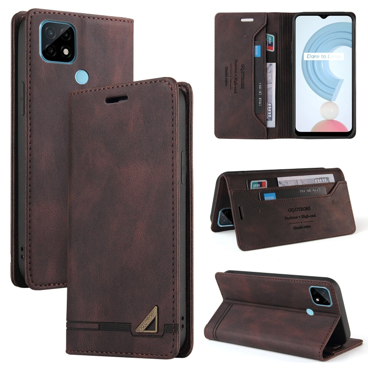 For OPPO Realme C21 Skin Feel Anti-theft Brush Horizontal Flip Leather Case with Holder & Card Slots & Wallet