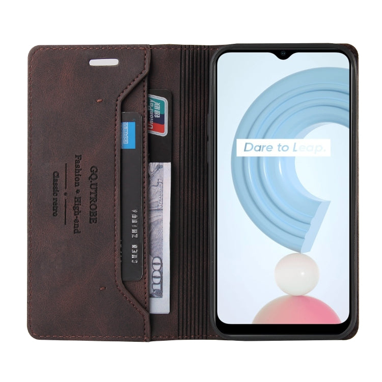 For OPPO Realme C21 Skin Feel Anti-theft Brush Horizontal Flip Leather Case with Holder & Card Slots & Wallet