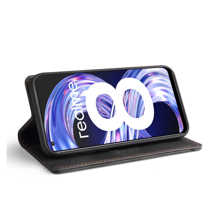 For OPPO Realme 8 Skin Feel Anti-theft Brush Horizontal Flip Leather Case with Holder & Card Slots & Wallet