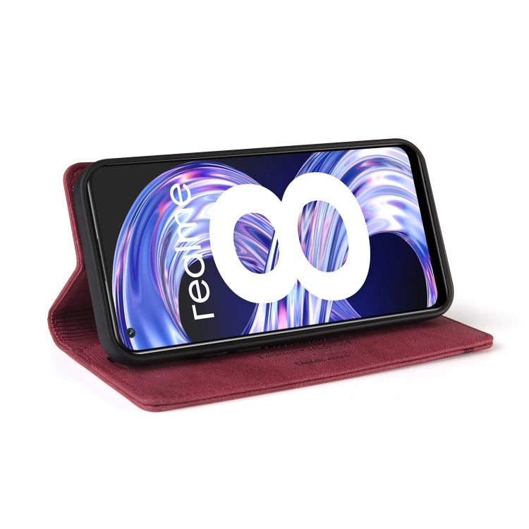 For OPPO Realme 8 Skin Feel Anti-theft Brush Horizontal Flip Leather Case with Holder & Card Slots & Wallet