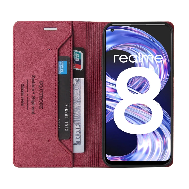 For OPPO Realme 8 Skin Feel Anti-theft Brush Horizontal Flip Leather Case with Holder & Card Slots & Wallet