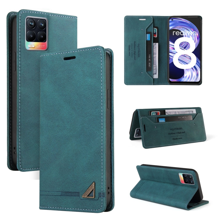 For OPPO Realme 8 Skin Feel Anti-theft Brush Horizontal Flip Leather Case with Holder & Card Slots & Wallet