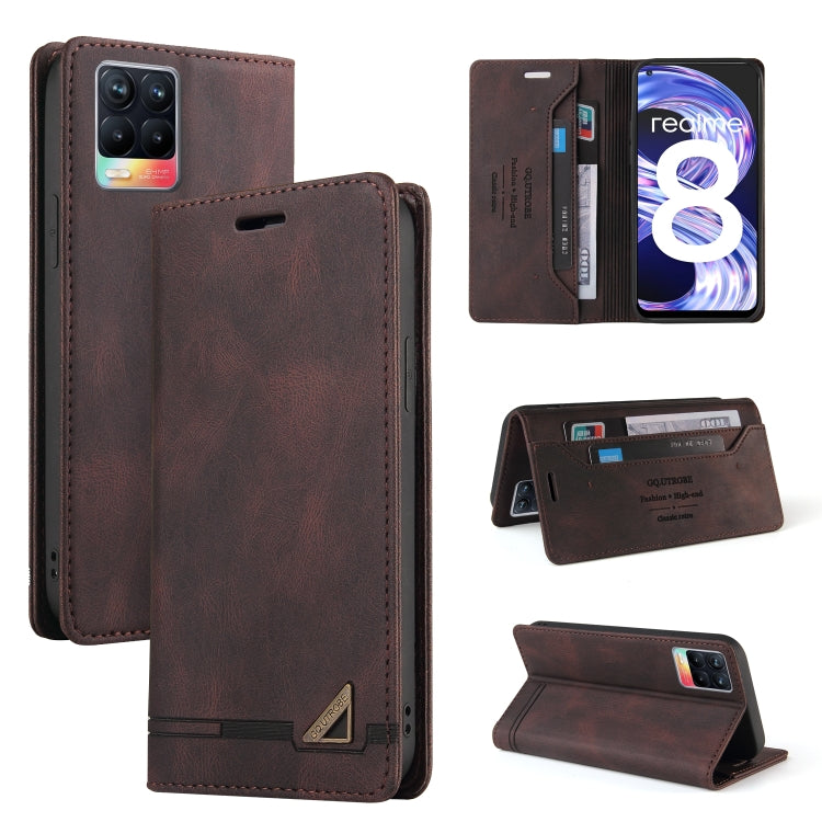 For OPPO Realme 8 Skin Feel Anti-theft Brush Horizontal Flip Leather Case with Holder & Card Slots & Wallet