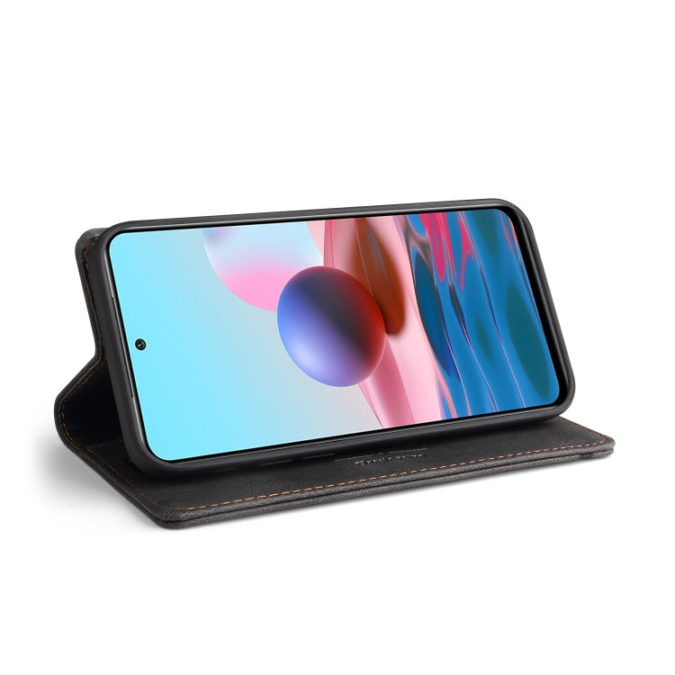 For Xiaomi Redmi Note 10 Skin Feel Anti-theft Brush Horizontal Flip Leather Case with Holder & Card Slots & Wallet