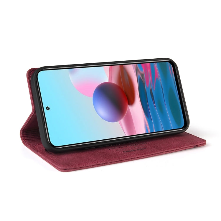 For Xiaomi Redmi Note 10 Skin Feel Anti-theft Brush Horizontal Flip Leather Case with Holder & Card Slots & Wallet