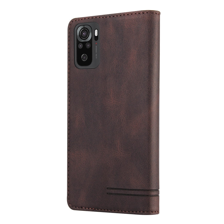 For Xiaomi Redmi Note 10 Skin Feel Anti-theft Brush Horizontal Flip Leather Case with Holder & Card Slots & Wallet