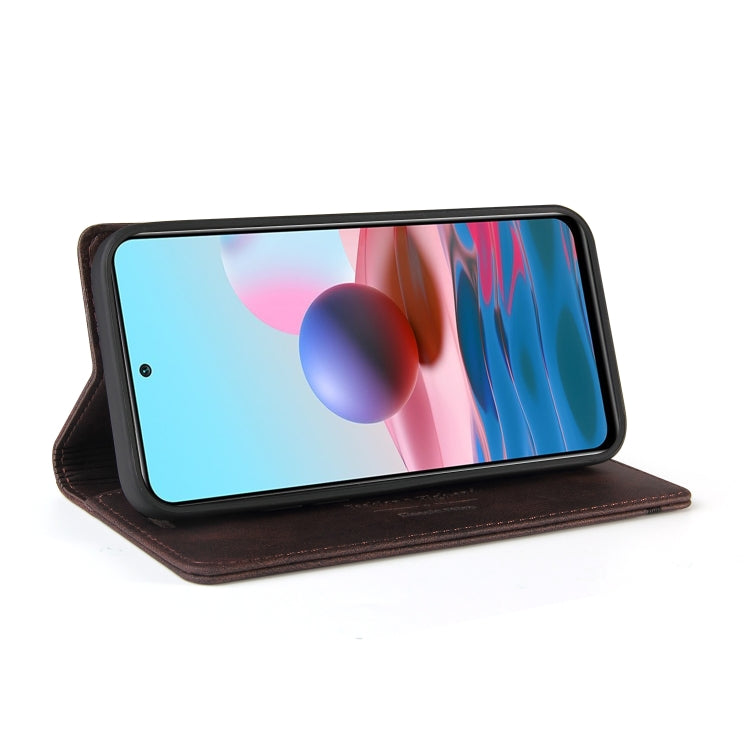 For Xiaomi Redmi Note 10 Skin Feel Anti-theft Brush Horizontal Flip Leather Case with Holder & Card Slots & Wallet