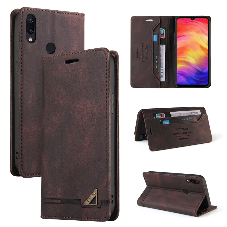 For Xiaomi Redmi Note 7 Skin Feel Anti-theft Brush Horizontal Flip Leather Case with Holder & Card Slots & Wallet