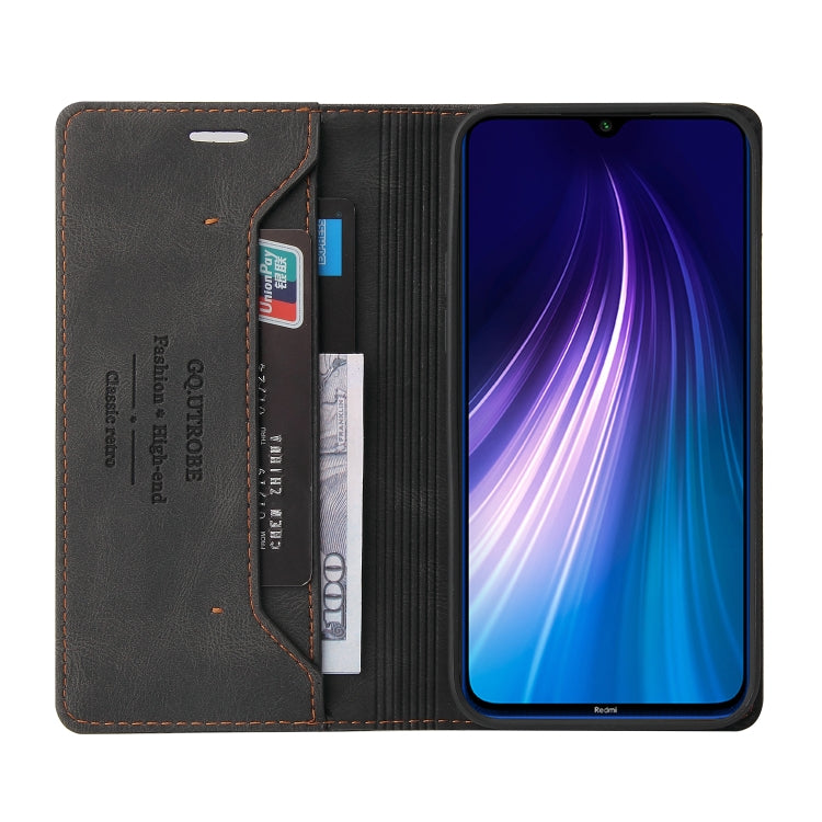 For Xiaomi Redmi Note 8 Skin Feel Anti-theft Brush Horizontal Flip Leather Case with Holder & Card Slots & Wallet