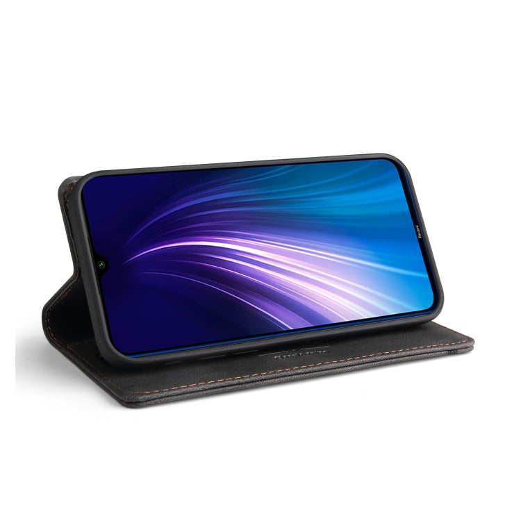 For Xiaomi Redmi Note 8 Skin Feel Anti-theft Brush Horizontal Flip Leather Case with Holder & Card Slots & Wallet