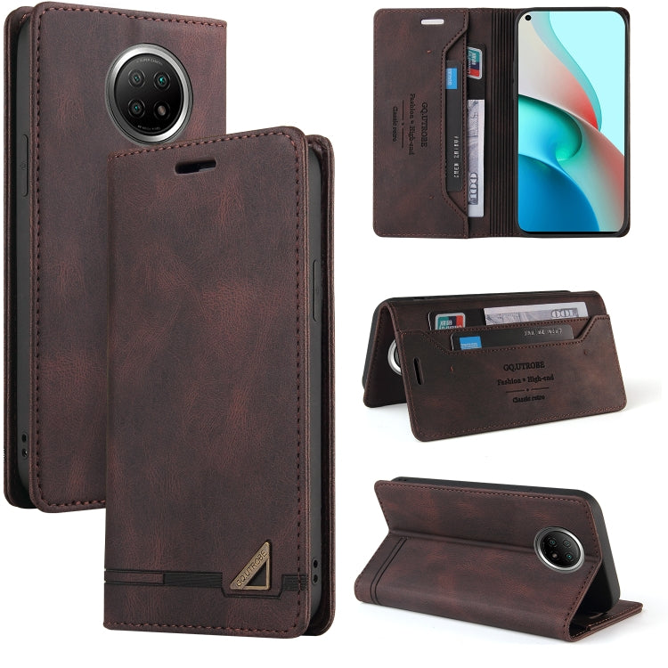 For Xiaomi Redmi Note 9 5G Skin Feel Anti-theft Brush Horizontal Flip Leather Case with Holder & Card Slots & Wallet
