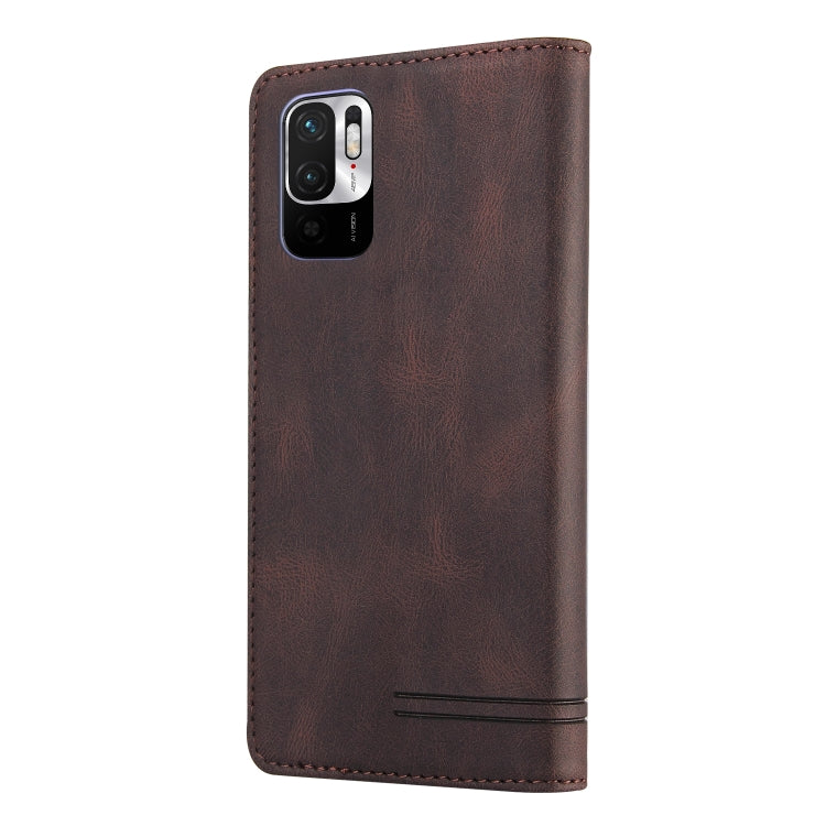 For Xiaomi Redmi Note 10 5G Skin Feel Anti-theft Brush Horizontal Flip Leather Case with Holder & Card Slots & Wallet