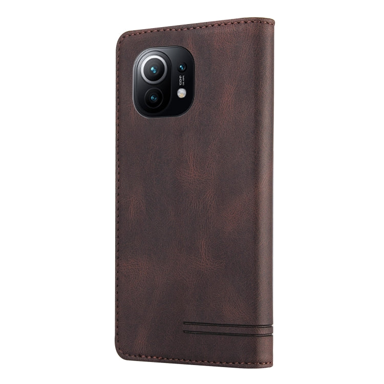 For Xiaomi Mi 11 Skin Feel Anti-theft Brush Horizontal Flip Leather Case with Holder & Card Slots & Wallet