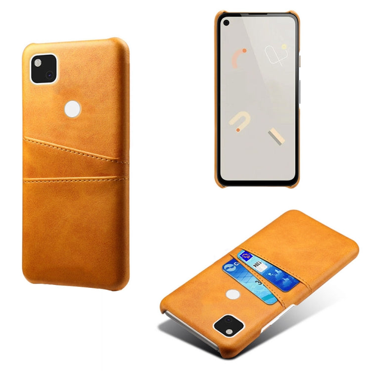 For Google Pixel 4a Calf Texture PC + PU Leather Back Cover Shockproof Case with Dual Card Slots