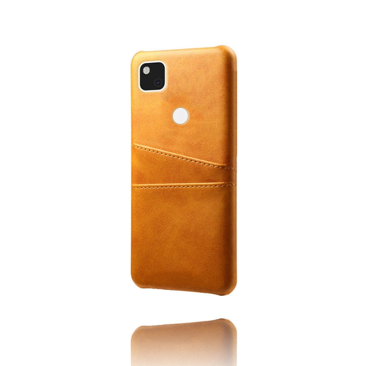 For Google Pixel 4a Calf Texture PC + PU Leather Back Cover Shockproof Case with Dual Card Slots