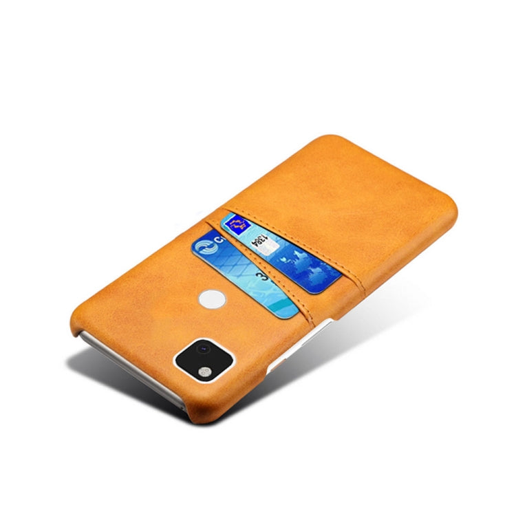 For Google Pixel 4a Calf Texture PC + PU Leather Back Cover Shockproof Case with Dual Card Slots