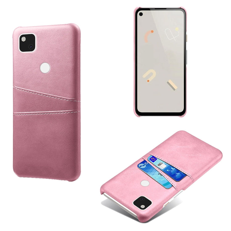 For Google Pixel 4a Calf Texture PC + PU Leather Back Cover Shockproof Case with Dual Card Slots