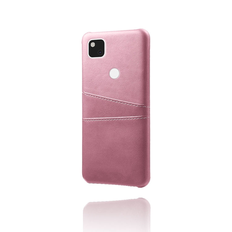 For Google Pixel 4a Calf Texture PC + PU Leather Back Cover Shockproof Case with Dual Card Slots