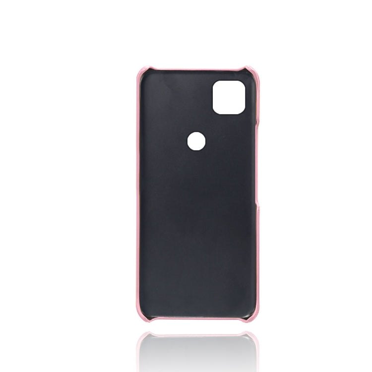 For Google Pixel 4a Calf Texture PC + PU Leather Back Cover Shockproof Case with Dual Card Slots