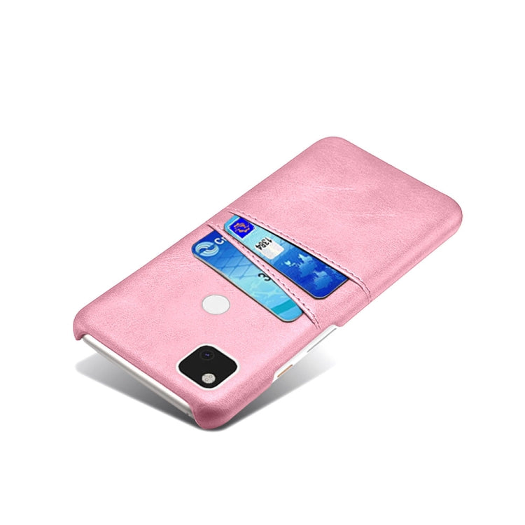 For Google Pixel 4a Calf Texture PC + PU Leather Back Cover Shockproof Case with Dual Card Slots