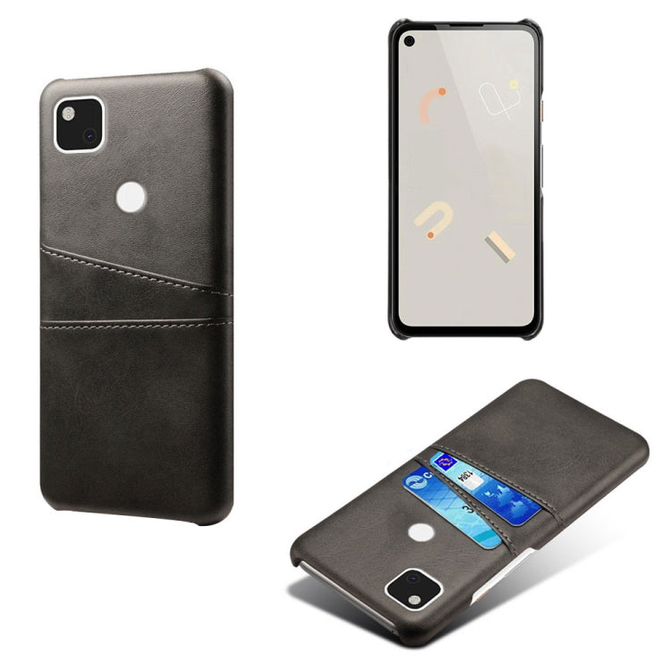 For Google Pixel 4a Calf Texture PC + PU Leather Back Cover Shockproof Case with Dual Card Slots