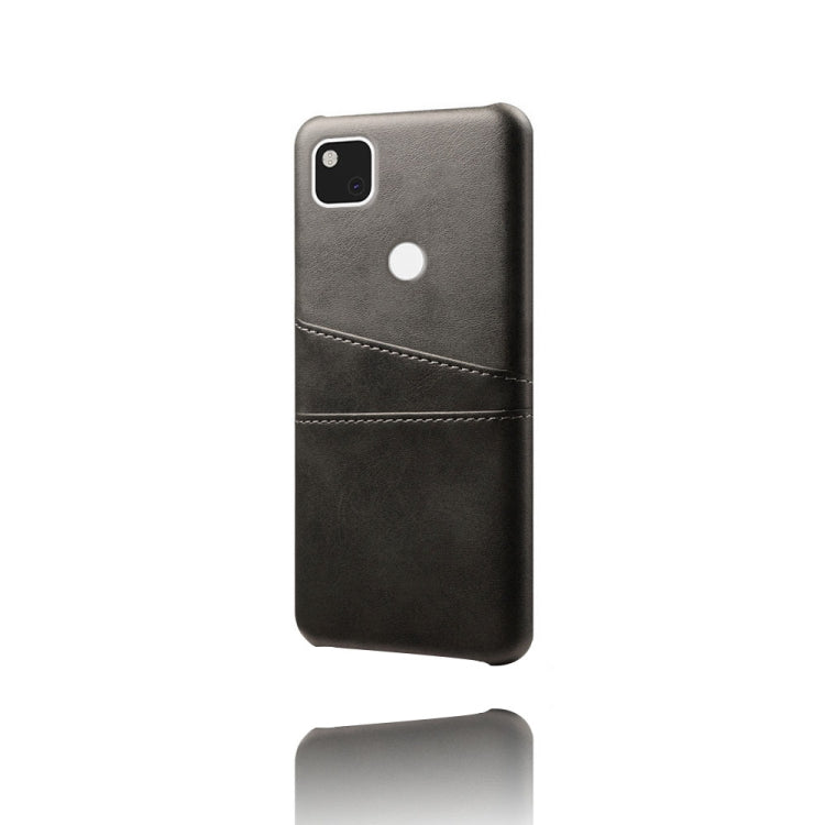 For Google Pixel 4a Calf Texture PC + PU Leather Back Cover Shockproof Case with Dual Card Slots