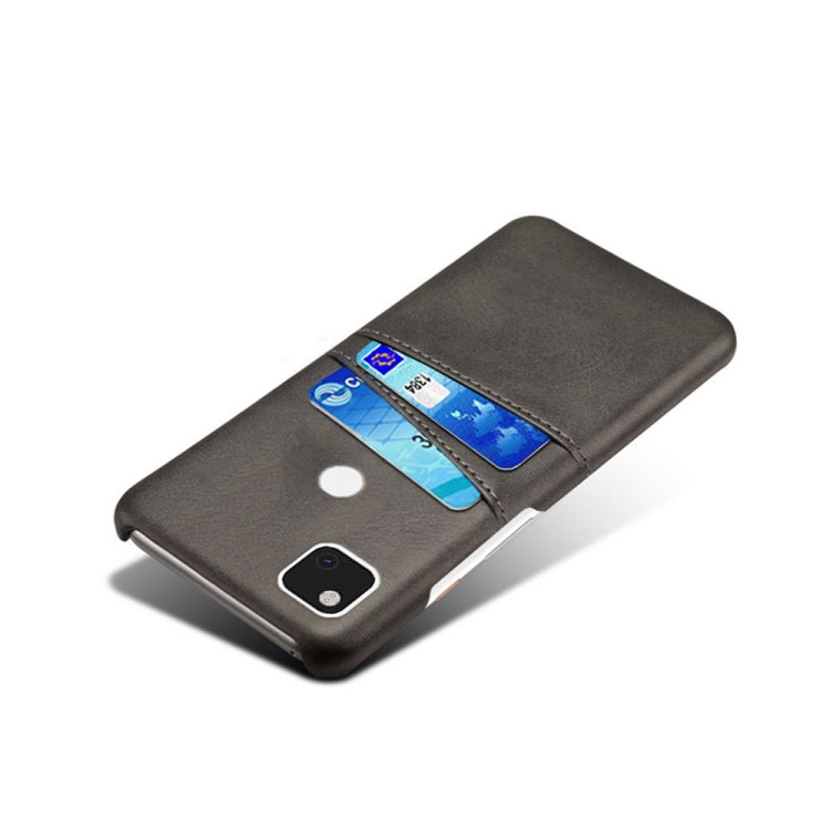 For Google Pixel 4a Calf Texture PC + PU Leather Back Cover Shockproof Case with Dual Card Slots