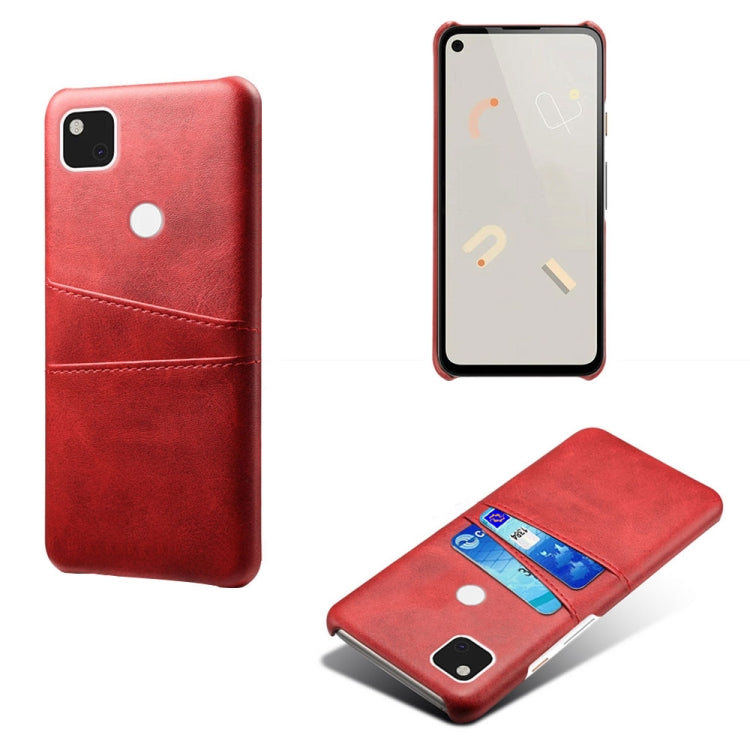 For Google Pixel 4a Calf Texture PC + PU Leather Back Cover Shockproof Case with Dual Card Slots