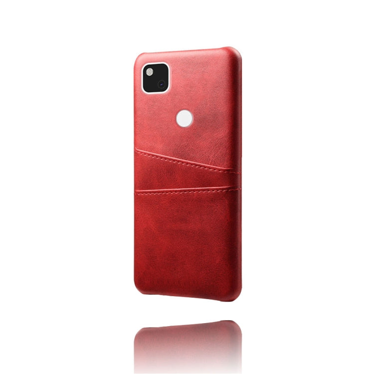 For Google Pixel 4a Calf Texture PC + PU Leather Back Cover Shockproof Case with Dual Card Slots