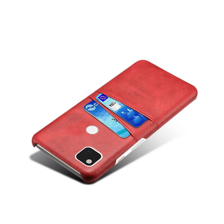 For Google Pixel 4a Calf Texture PC + PU Leather Back Cover Shockproof Case with Dual Card Slots