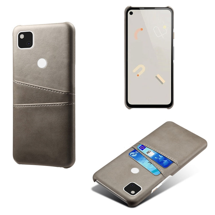 For Google Pixel 4a Calf Texture PC + PU Leather Back Cover Shockproof Case with Dual Card Slots