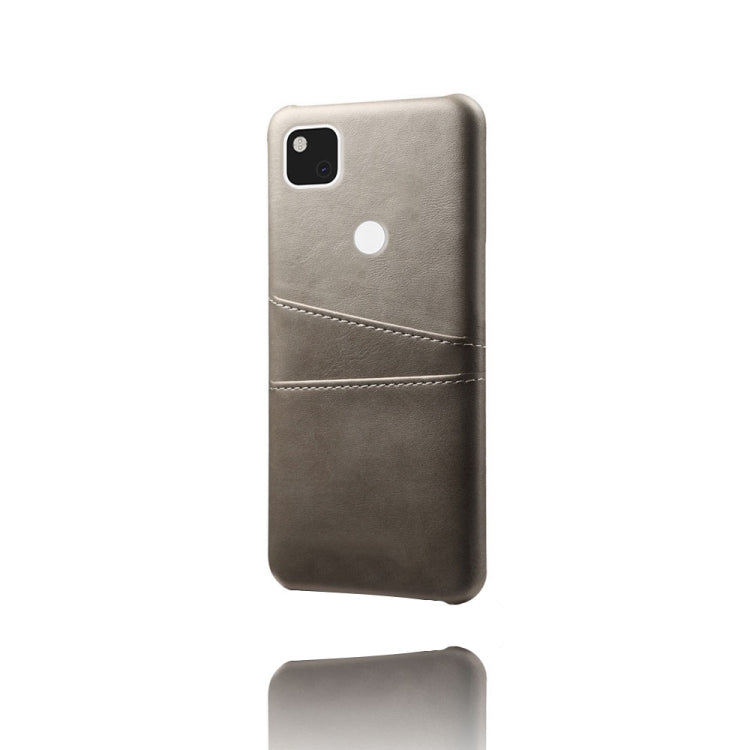 For Google Pixel 4a Calf Texture PC + PU Leather Back Cover Shockproof Case with Dual Card Slots