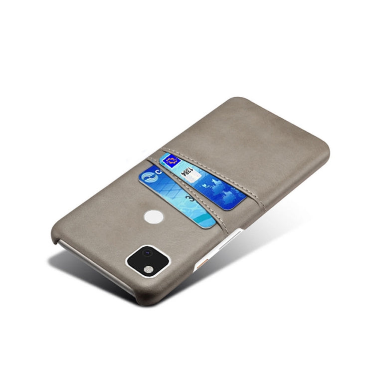 For Google Pixel 4a Calf Texture PC + PU Leather Back Cover Shockproof Case with Dual Card Slots