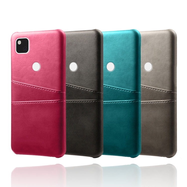 For Google Pixel 4a Calf Texture PC + PU Leather Back Cover Shockproof Case with Dual Card Slots