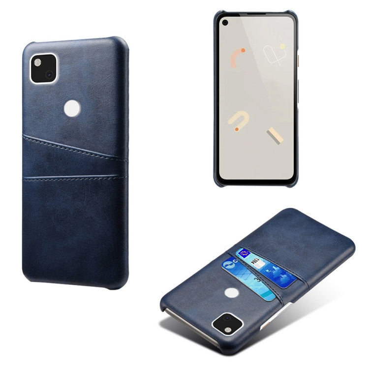 For Google Pixel 4a Calf Texture PC + PU Leather Back Cover Shockproof Case with Dual Card Slots