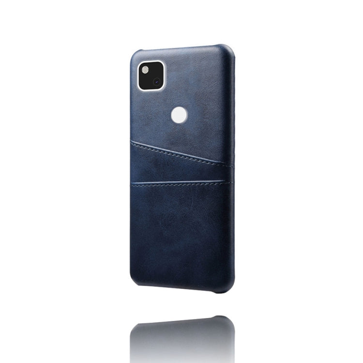 For Google Pixel 4a Calf Texture PC + PU Leather Back Cover Shockproof Case with Dual Card Slots