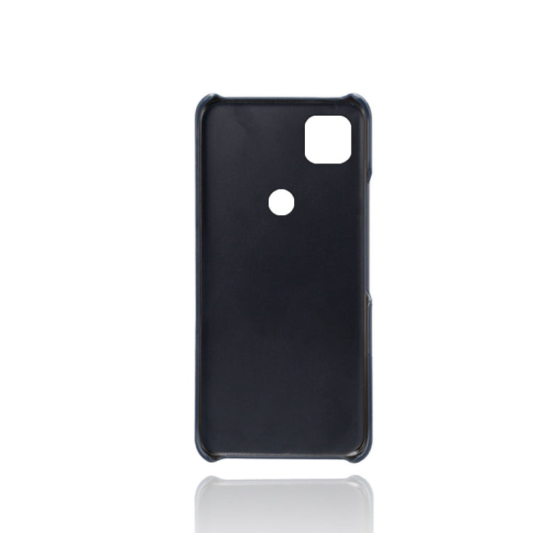 For Google Pixel 4a Calf Texture PC + PU Leather Back Cover Shockproof Case with Dual Card Slots