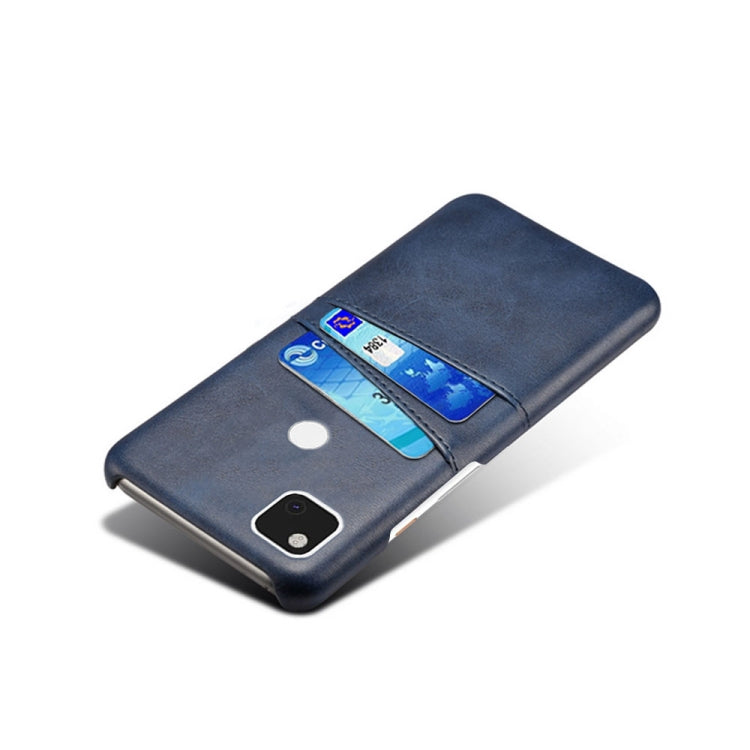 For Google Pixel 4a Calf Texture PC + PU Leather Back Cover Shockproof Case with Dual Card Slots