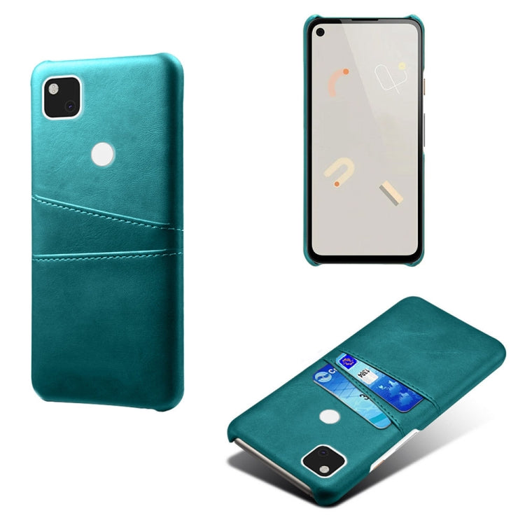 For Google Pixel 4a Calf Texture PC + PU Leather Back Cover Shockproof Case with Dual Card Slots