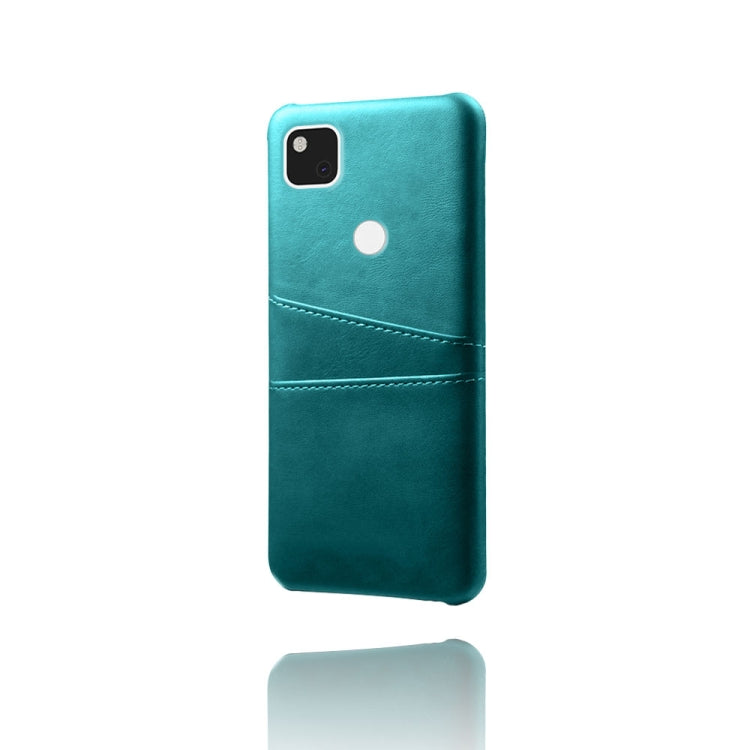 For Google Pixel 4a Calf Texture PC + PU Leather Back Cover Shockproof Case with Dual Card Slots