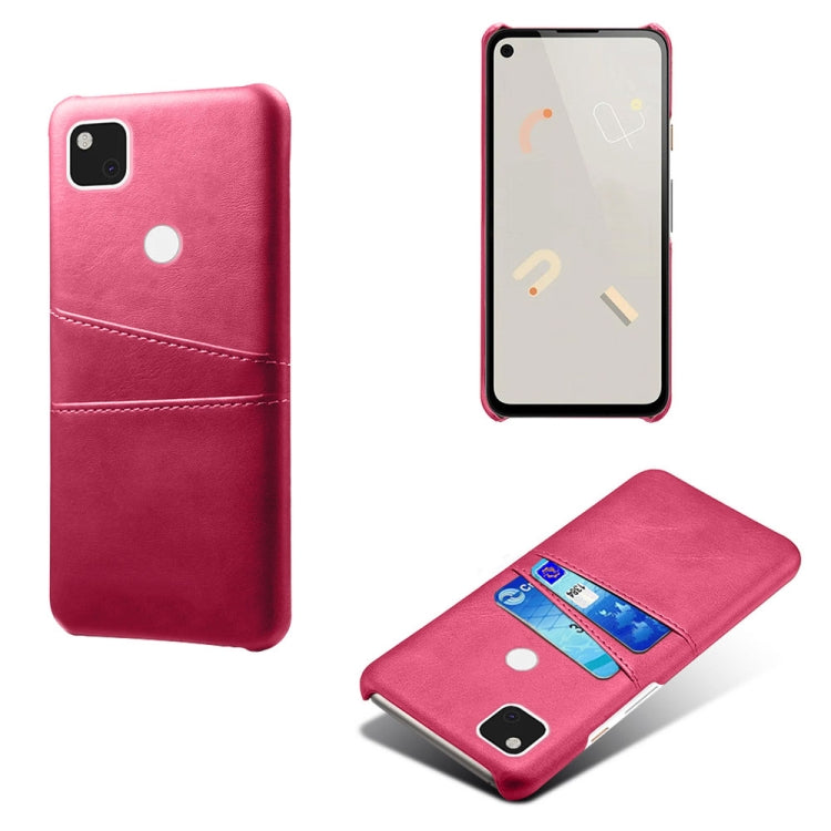 For Google Pixel 4a Calf Texture PC + PU Leather Back Cover Shockproof Case with Dual Card Slots