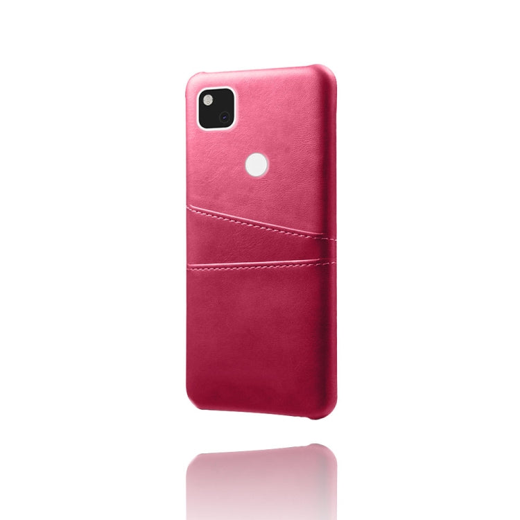 For Google Pixel 4a Calf Texture PC + PU Leather Back Cover Shockproof Case with Dual Card Slots