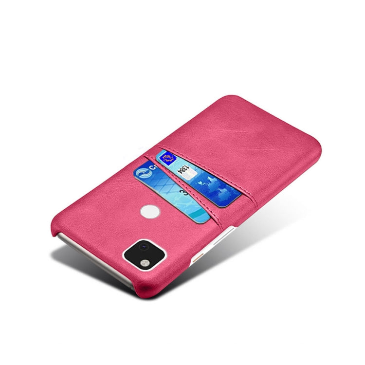 For Google Pixel 4a Calf Texture PC + PU Leather Back Cover Shockproof Case with Dual Card Slots