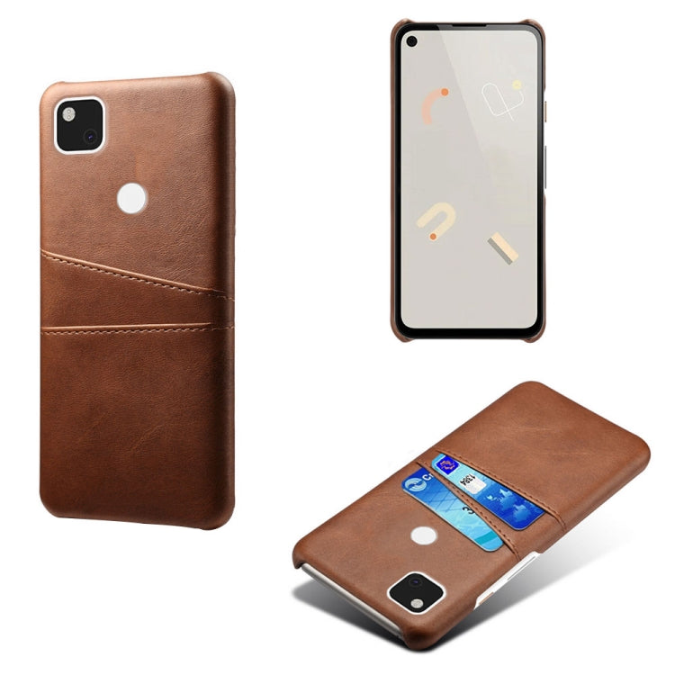 For Google Pixel 4a Calf Texture PC + PU Leather Back Cover Shockproof Case with Dual Card Slots