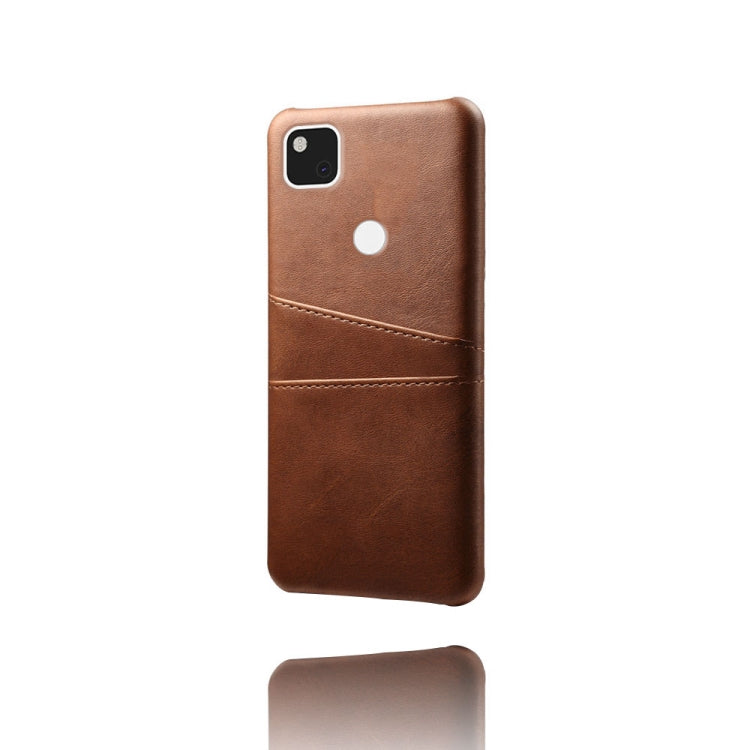 For Google Pixel 4a Calf Texture PC + PU Leather Back Cover Shockproof Case with Dual Card Slots
