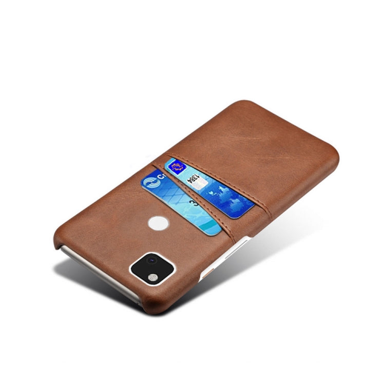 For Google Pixel 4a Calf Texture PC + PU Leather Back Cover Shockproof Case with Dual Card Slots
