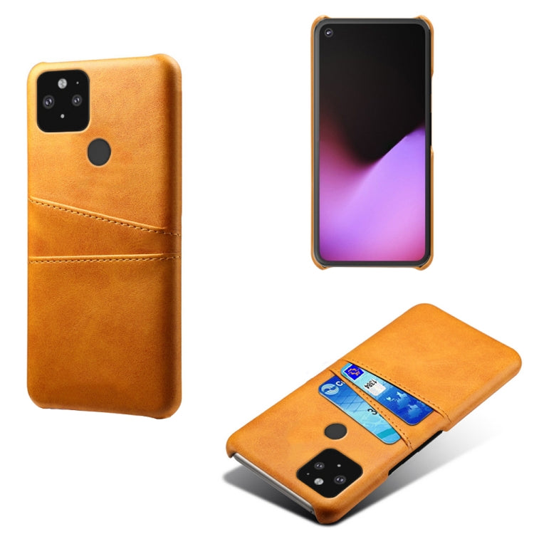 For Google Pixel 5 Calf Texture PC + PU Leather Back Cover Shockproof Case with Dual Card Slots