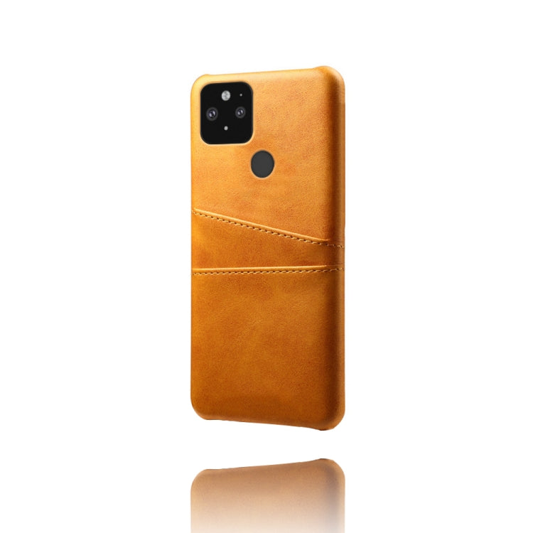 For Google Pixel 5 Calf Texture PC + PU Leather Back Cover Shockproof Case with Dual Card Slots