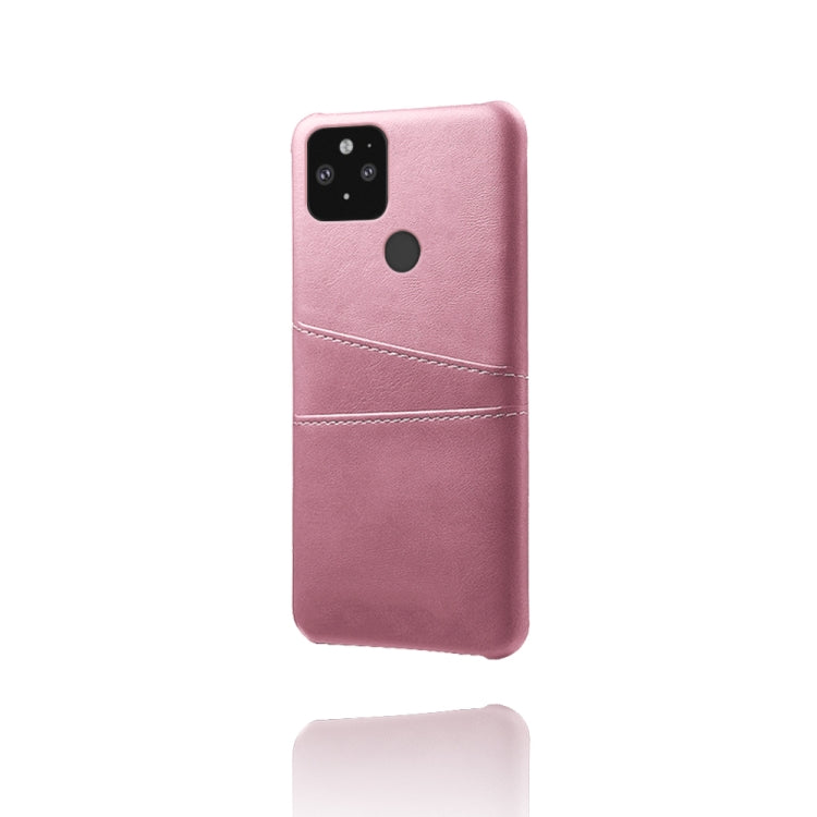For Google Pixel 5 Calf Texture PC + PU Leather Back Cover Shockproof Case with Dual Card Slots